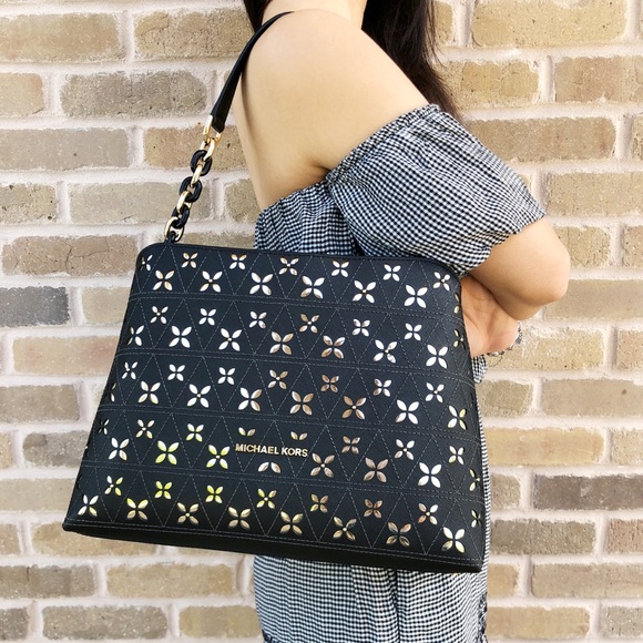 Michael Kors Portia Large Satchel perforated Black - Picture 2 of 8